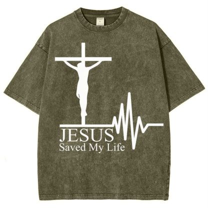 Jesus Saved My Life Snowflake Vintage Cotton T-Shirt