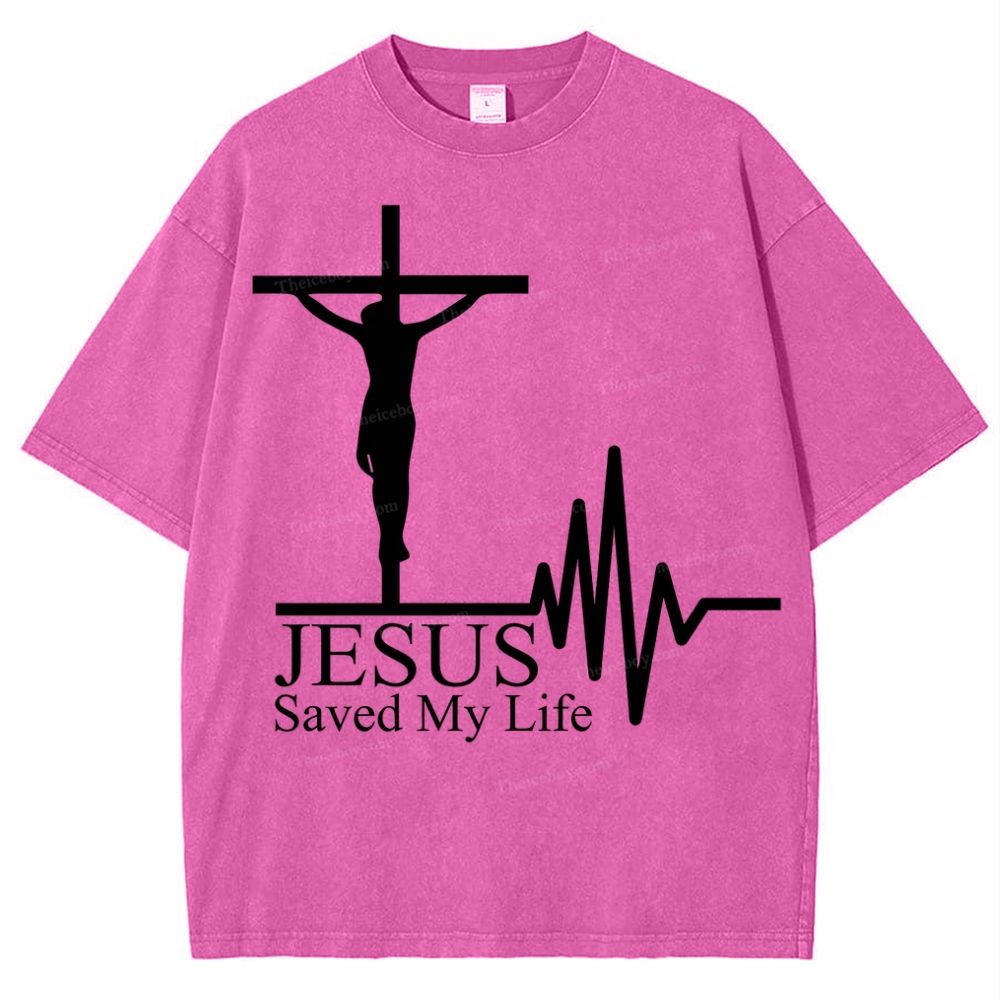 Jesus Saved My Life Snowflake Vintage Cotton T-Shirt