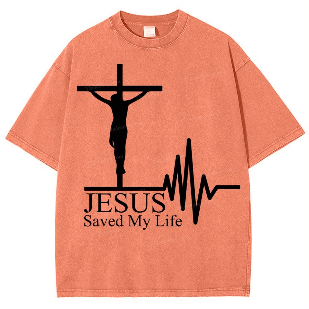 Jesus Saved My Life Snowflake Vintage Cotton T-Shirt