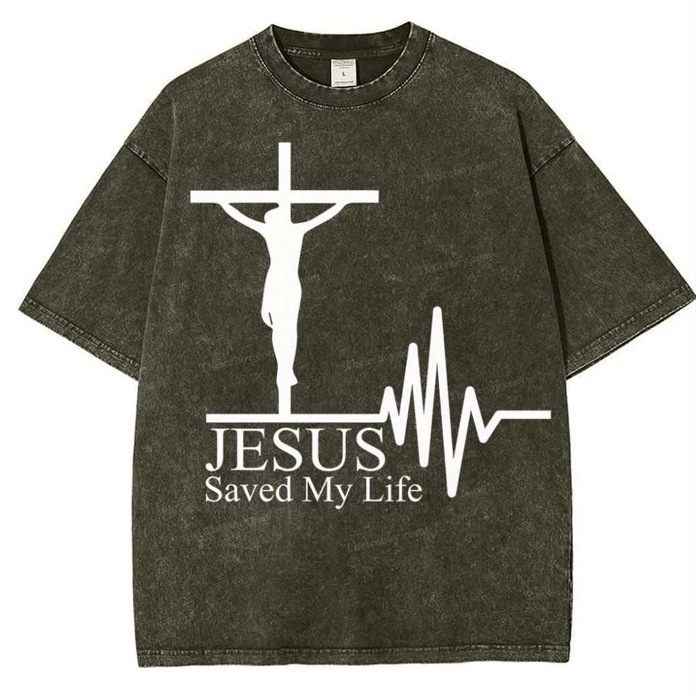 Jesus Saved My Life Snowflake Vintage Cotton T-Shirt