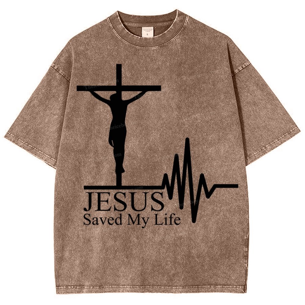 Jesus Saved My Life Snowflake Vintage Cotton T-Shirt