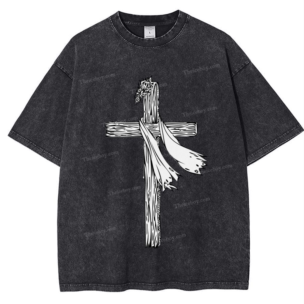 Jesus Christ Cross Snowflake Vintage Cotton T-Shirt