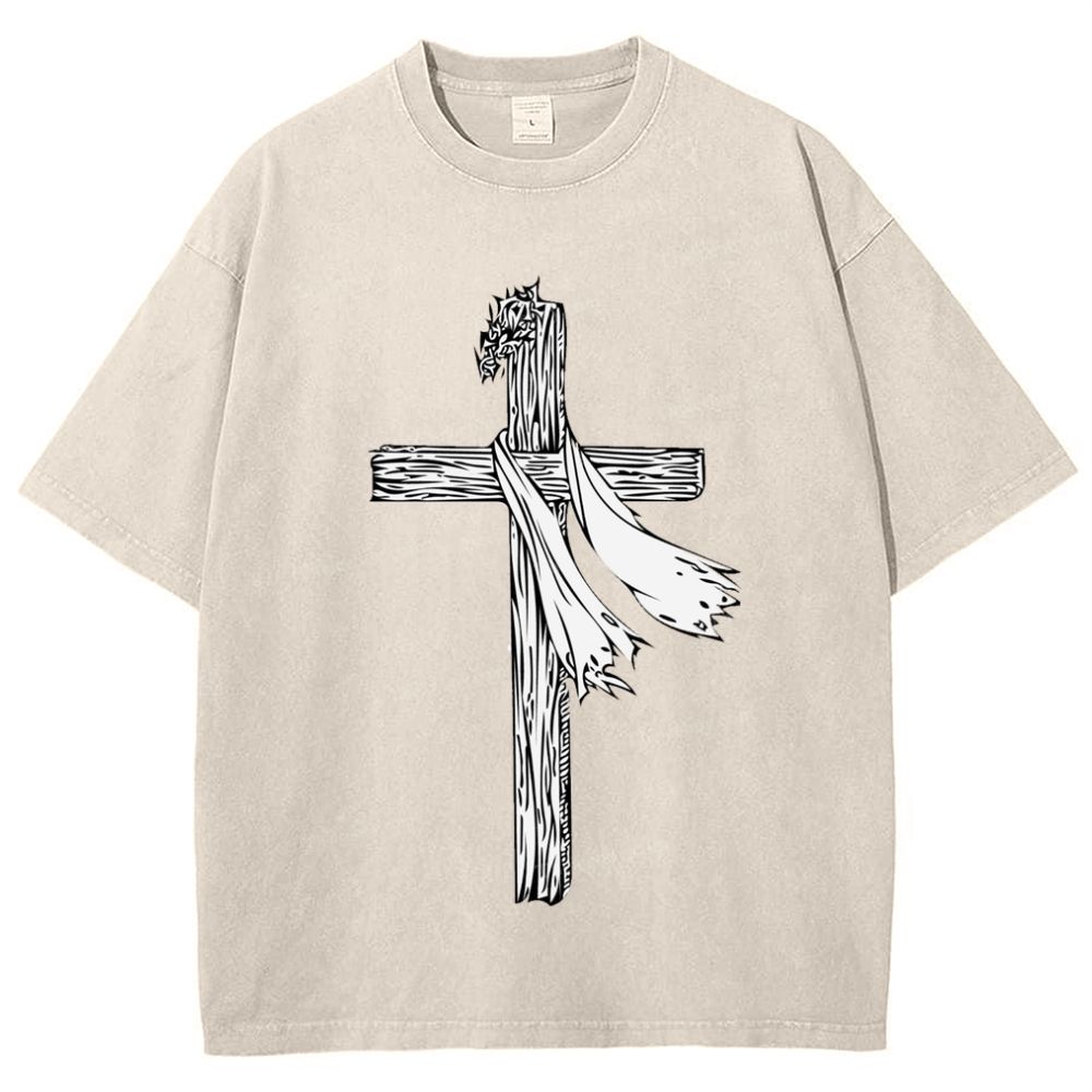 Jesus Christ Cross Snowflake Vintage Cotton T-Shirt