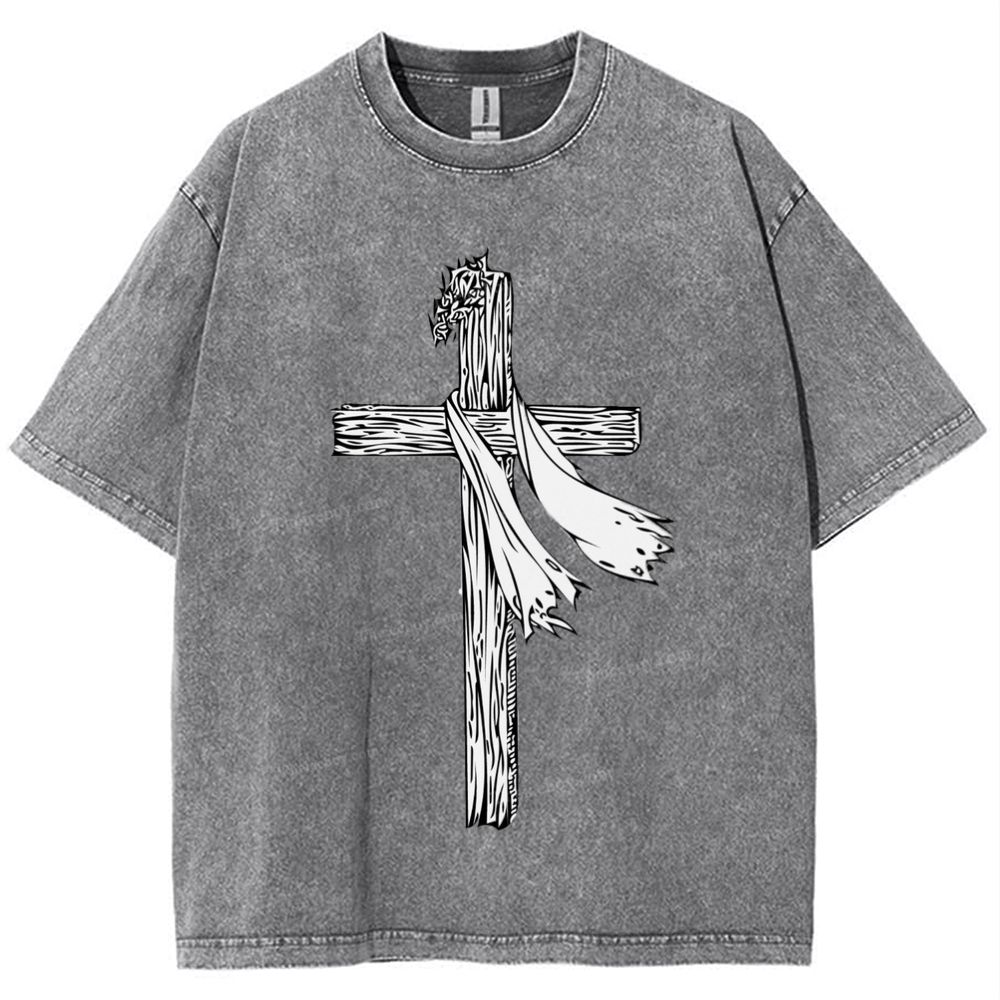 Jesus Christ Cross Snowflake Vintage Cotton T-Shirt
