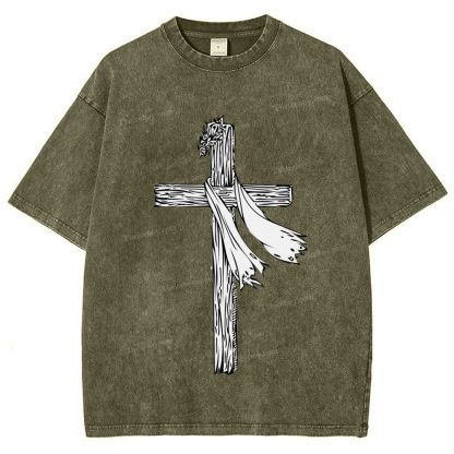 Jesus Christ Cross Snowflake Vintage Cotton T-Shirt