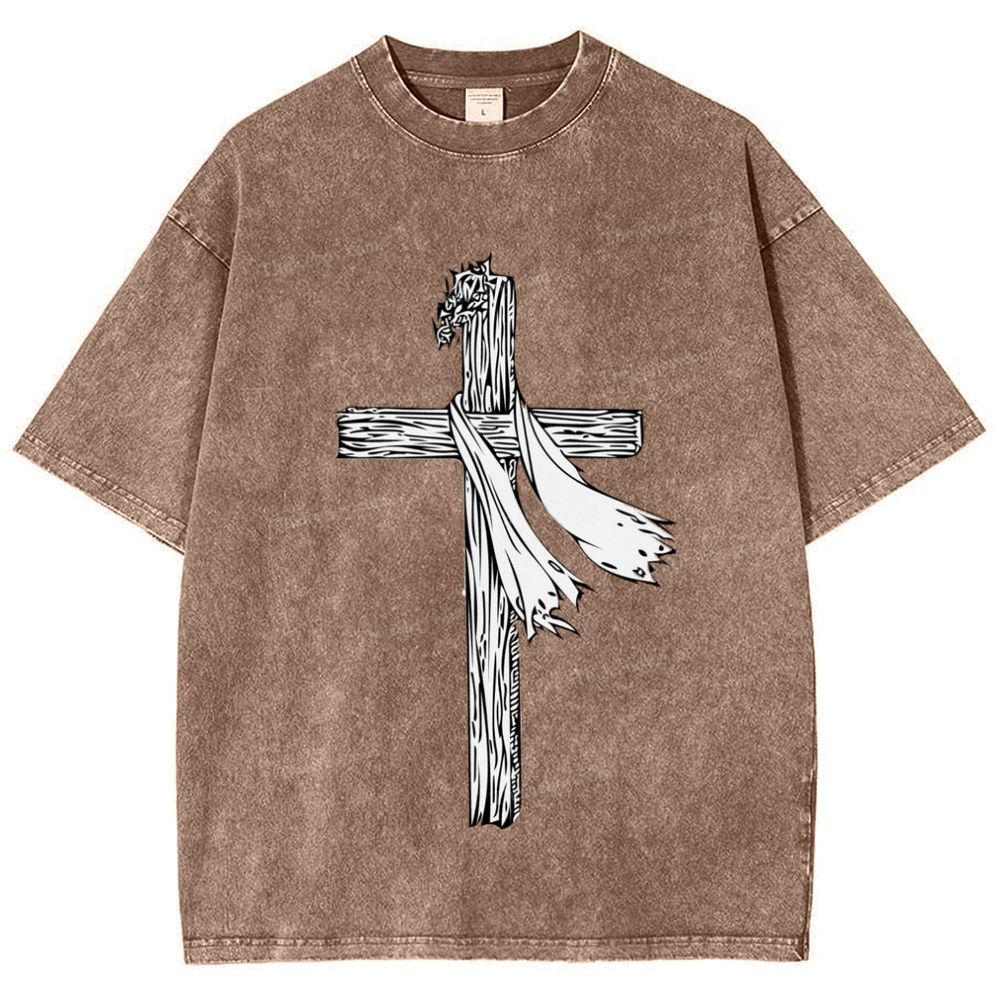 Jesus Christ Cross Snowflake Vintage Cotton T-Shirt
