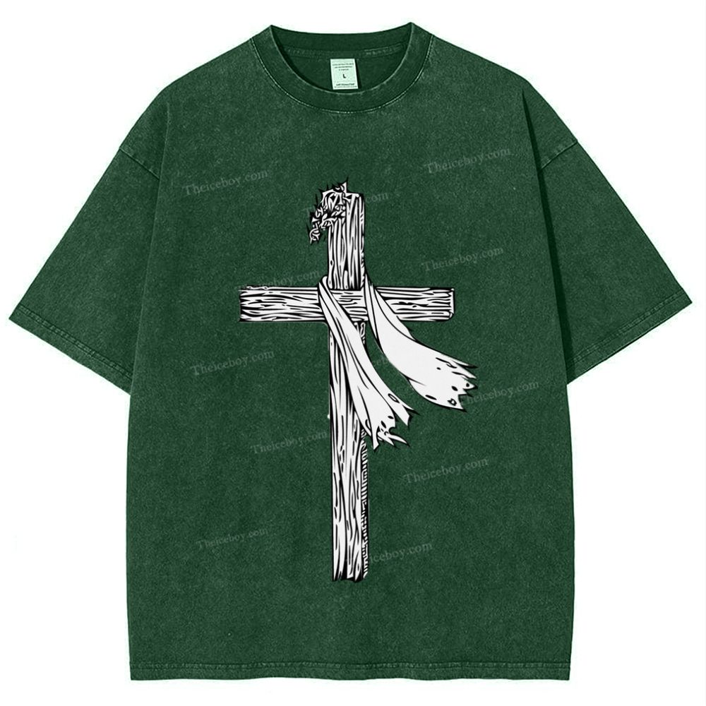 Jesus Christ Cross Snowflake Vintage Cotton T-Shirt
