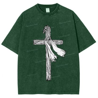 Jesus Christ Cross Snowflake Vintage Cotton T-Shirt