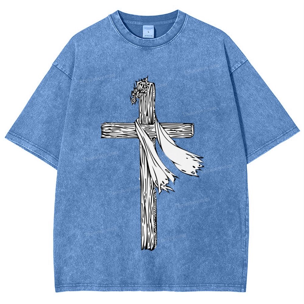 Jesus Christ Cross Snowflake Vintage Cotton T-Shirt