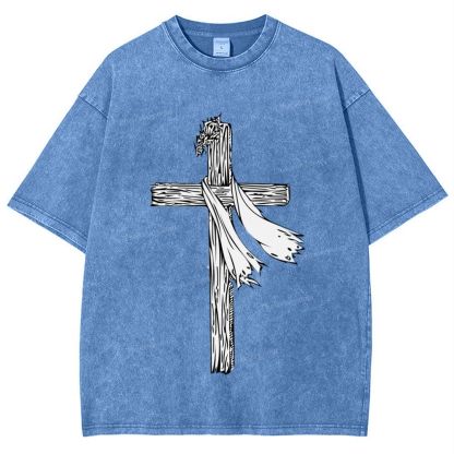 Jesus Christ Cross Snowflake Vintage Cotton T-Shirt