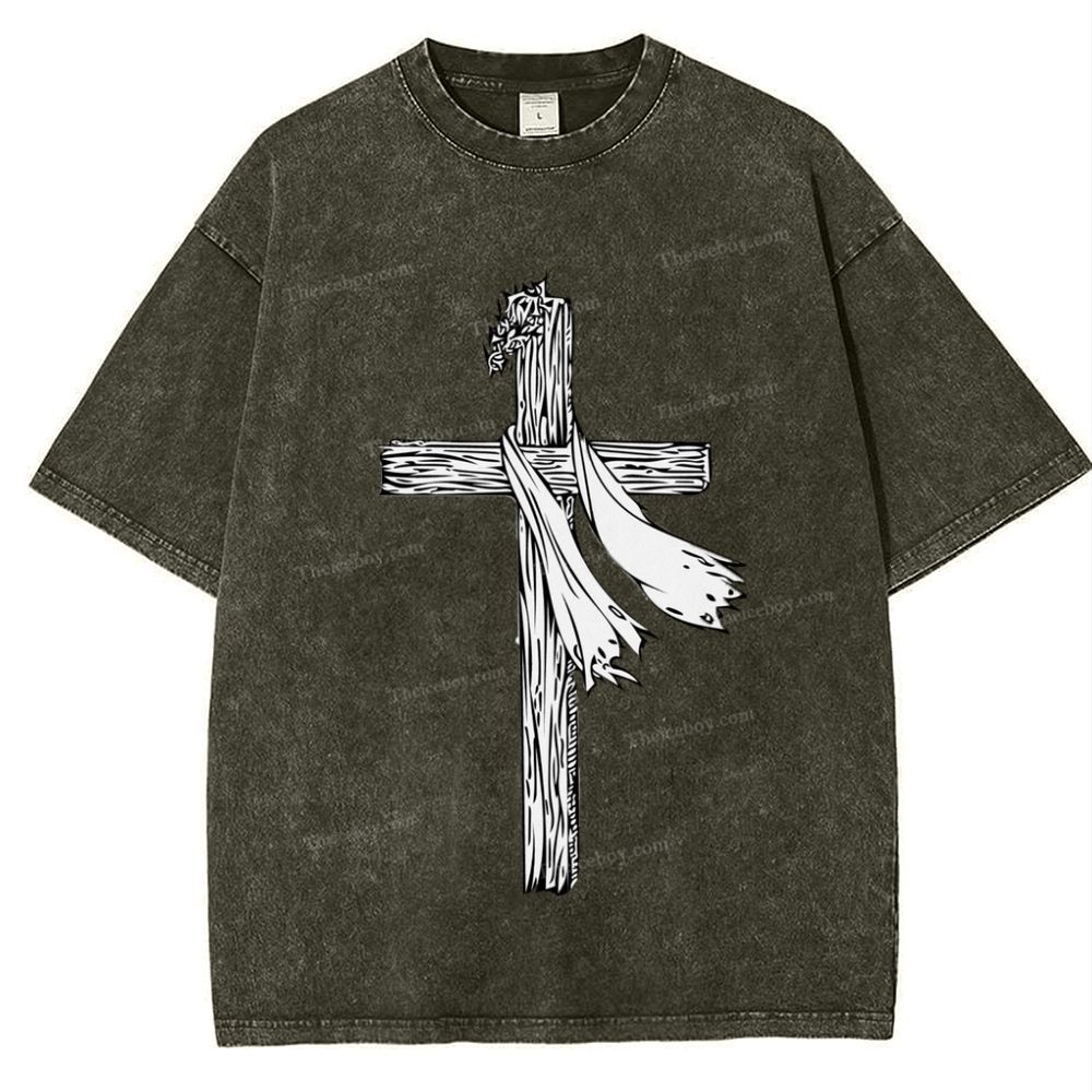 Jesus Christ Cross Snowflake Vintage Cotton T-Shirt