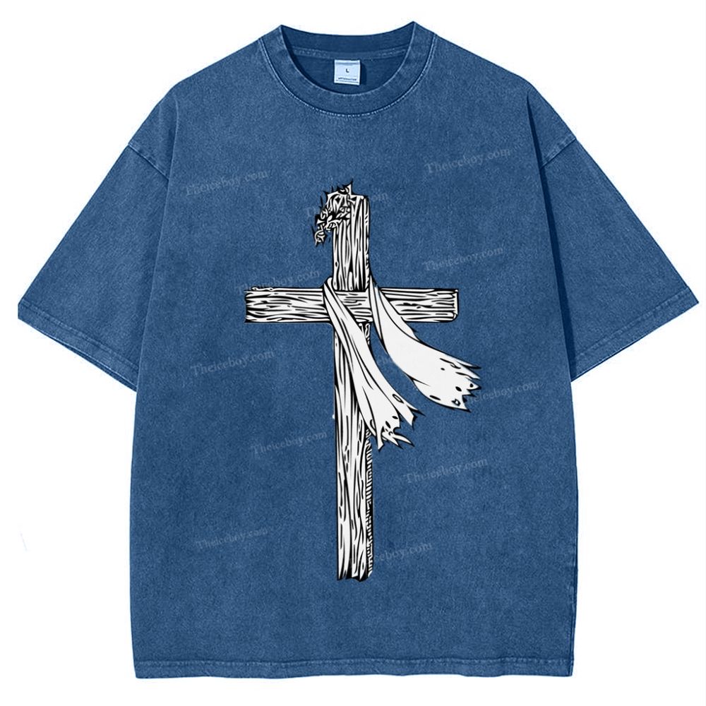 Jesus Christ Cross Snowflake Vintage Cotton T-Shirt