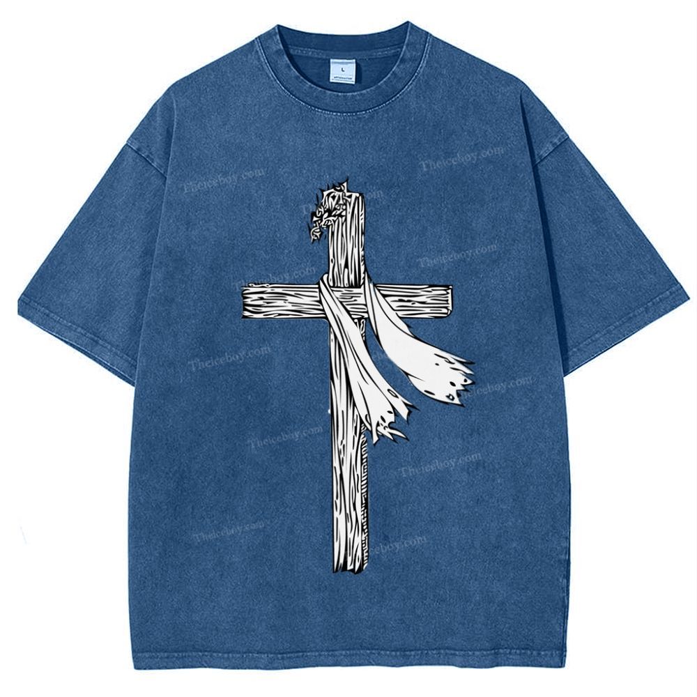 Jesus Christ Cross Snowflake Vintage Cotton T-Shirt