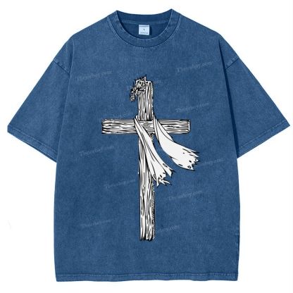Jesus Christ Cross Snowflake Vintage Cotton T-Shirt