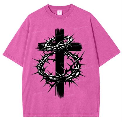 Crown Of Thorns Cross Snowflake Vintage Cotton T-Shirt