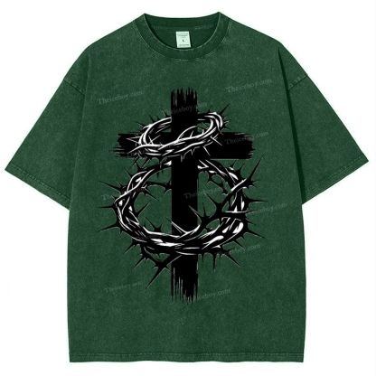 Crown Of Thorns Cross Snowflake Vintage Cotton T-Shirt