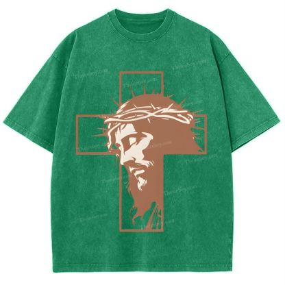 Jesus And God Snowflake Vintage Cotton T-Shirt