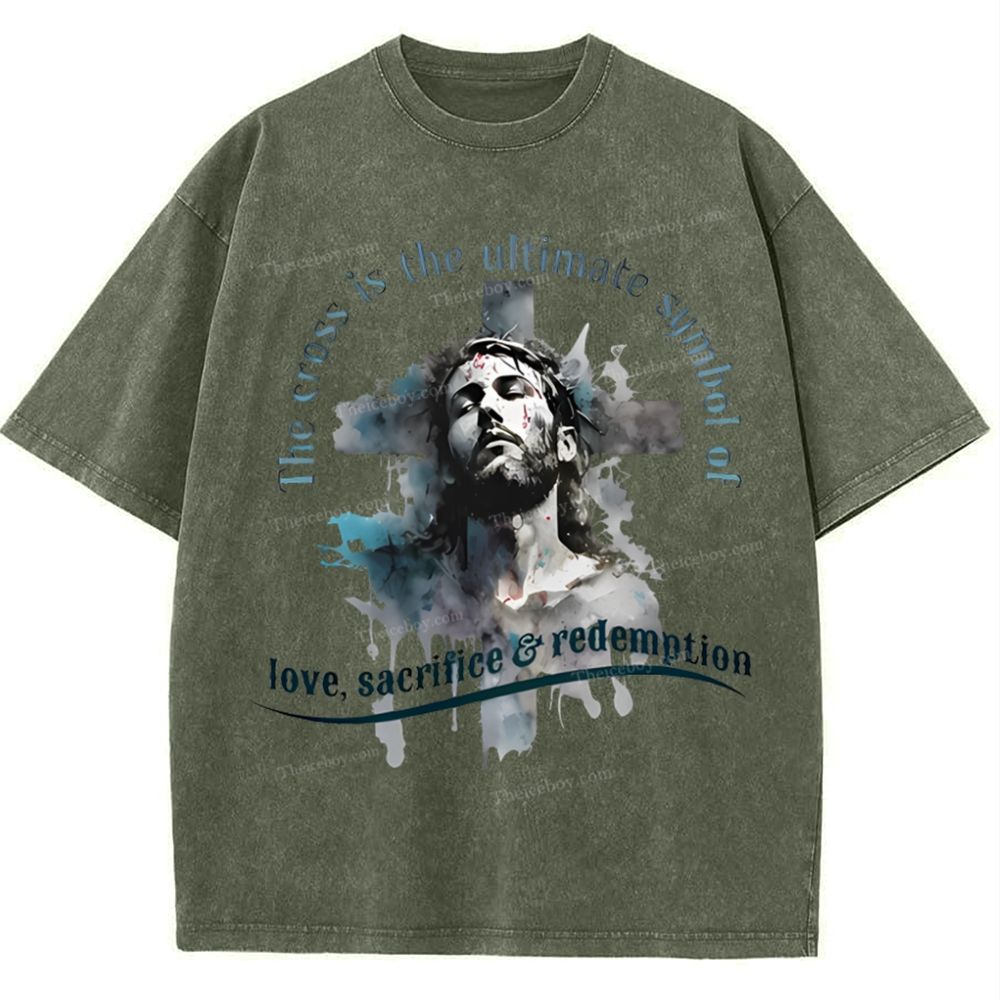 The Cross Is The Ultimate Symbol Snowflake Vintage Washed T-Shirt
