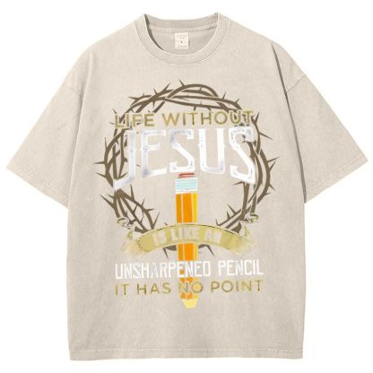 Life Without Jesus Is Like An Unsharpened Pencil Snowflake Vintage Cotton T-Shirt