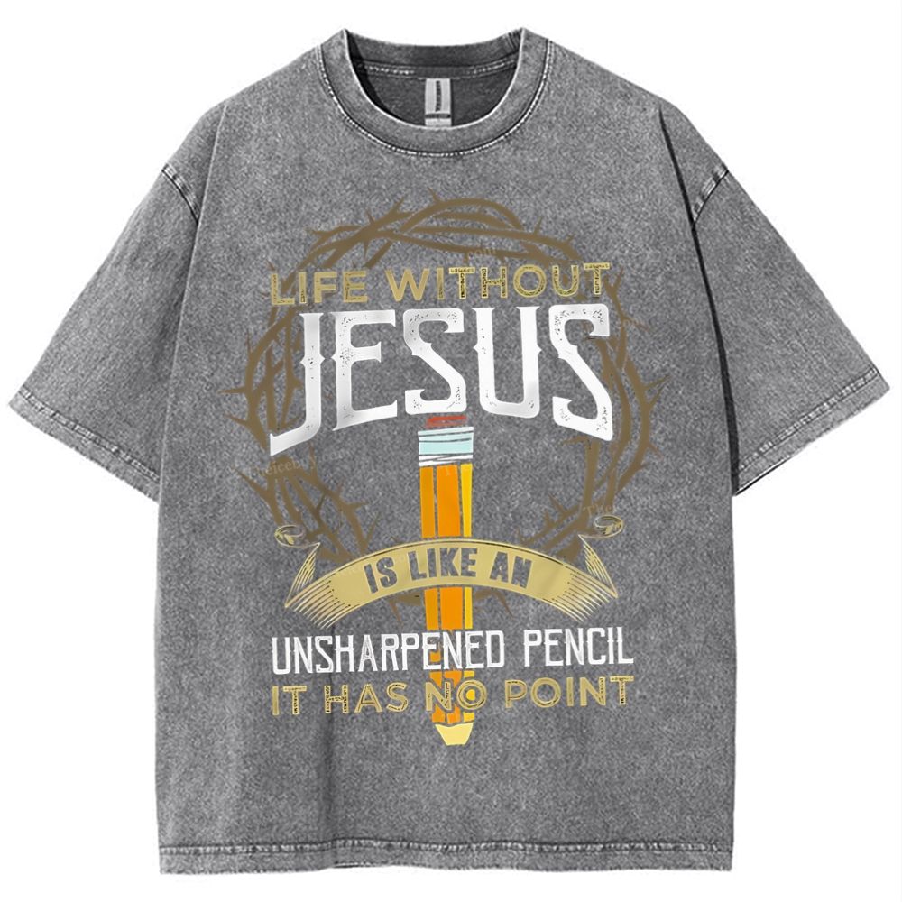 Life Without Jesus Is Like An Unsharpened Pencil Snowflake Vintage Cotton T-Shirt