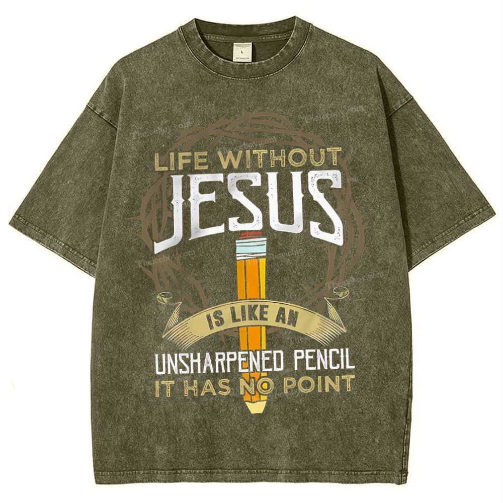 Life Without Jesus Is Like An Unsharpened Pencil Snowflake Vintage Cotton T-Shirt