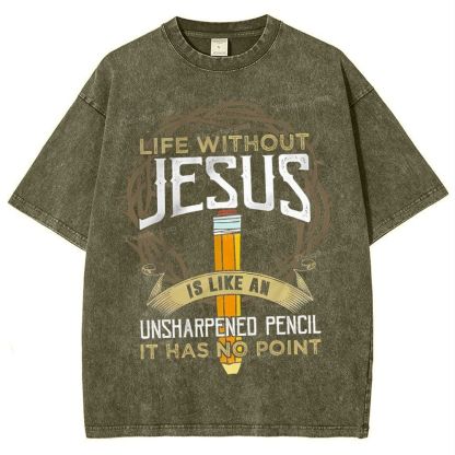 Life Without Jesus Is Like An Unsharpened Pencil Snowflake Vintage Cotton T-Shirt