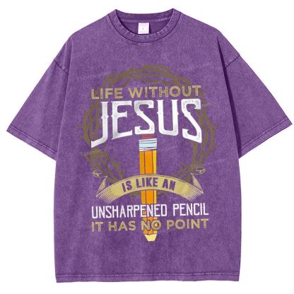 Life Without Jesus Is Like An Unsharpened Pencil Snowflake Vintage Cotton T-Shirt