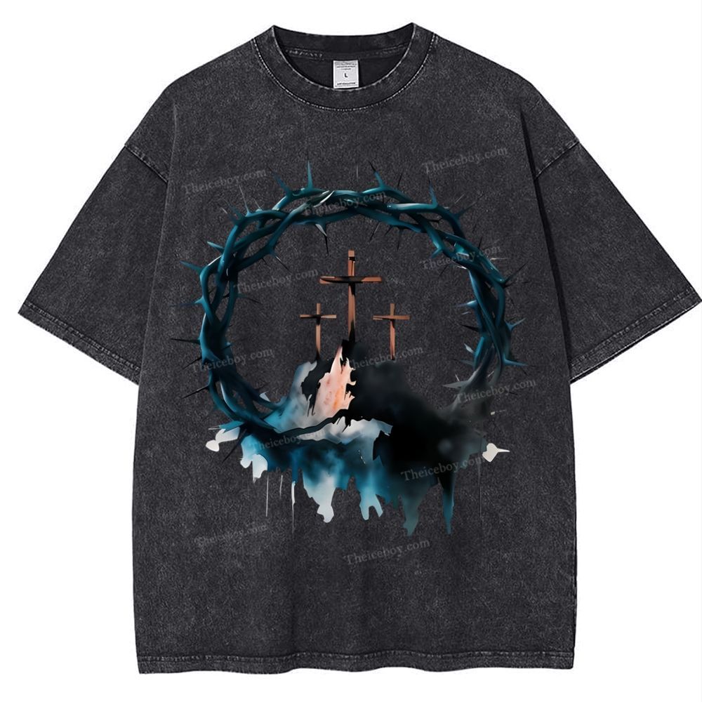 Cross of Thorns Snowflake Vintage Washed T-Shirt