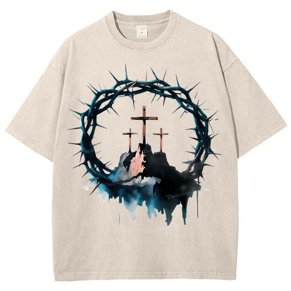 Cross of Thorns Snowflake Vintage Washed T-Shirt