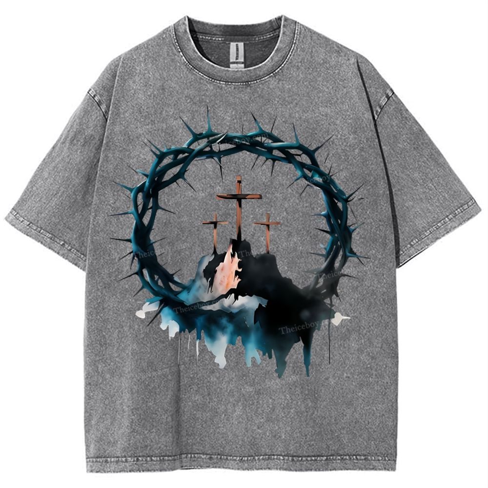 Cross of Thorns Snowflake Vintage Washed T-Shirt