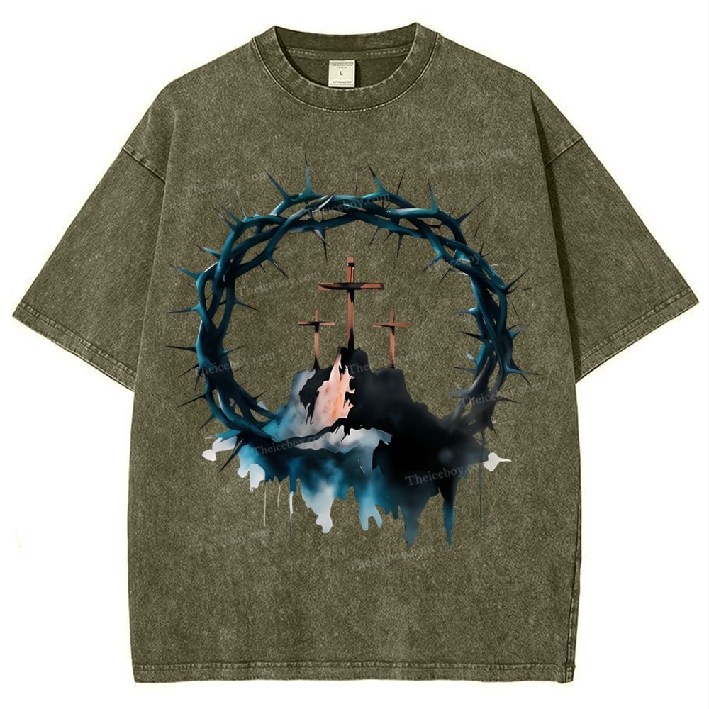 Cross of Thorns Snowflake Vintage Washed T-Shirt
