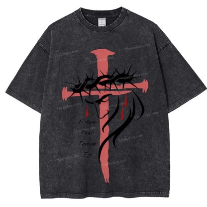 Thorns Cross Snowflake Vintage Washed T-Shirt