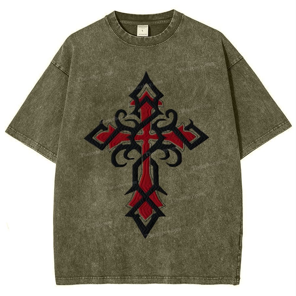 Thorns Cross Snowflake Vintage Washed T-Shirt