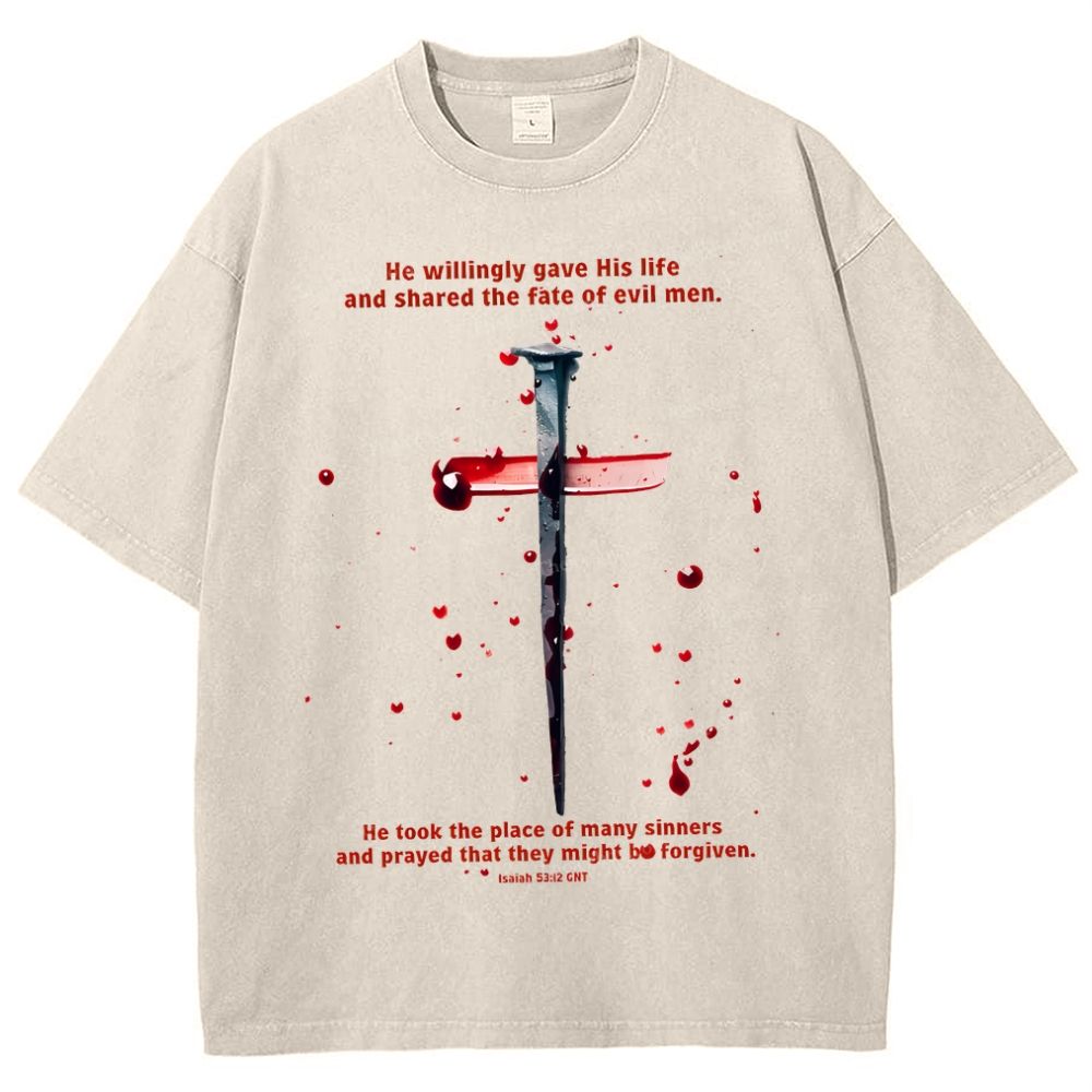 He Willingly Gave His Life Snowflake Vintage Washed T-Shirt