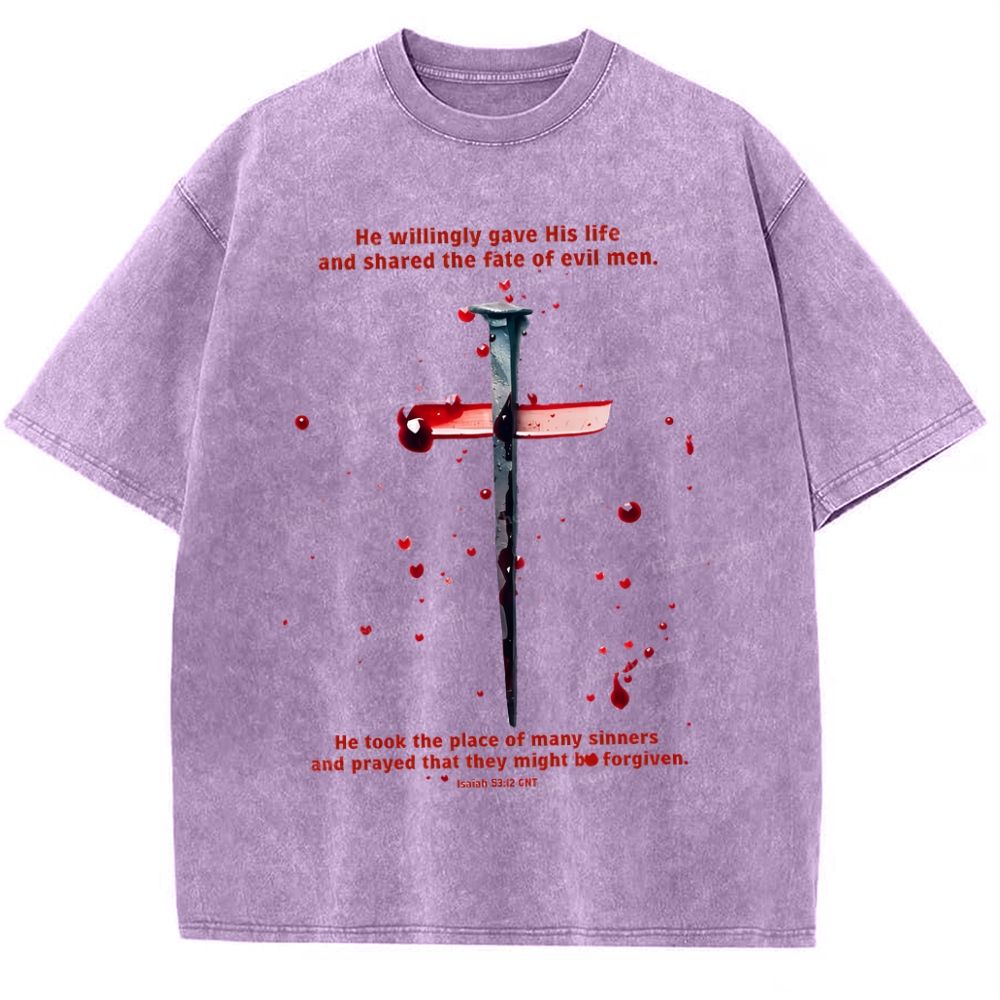 He Willingly Gave His Life Snowflake Vintage Washed T-Shirt