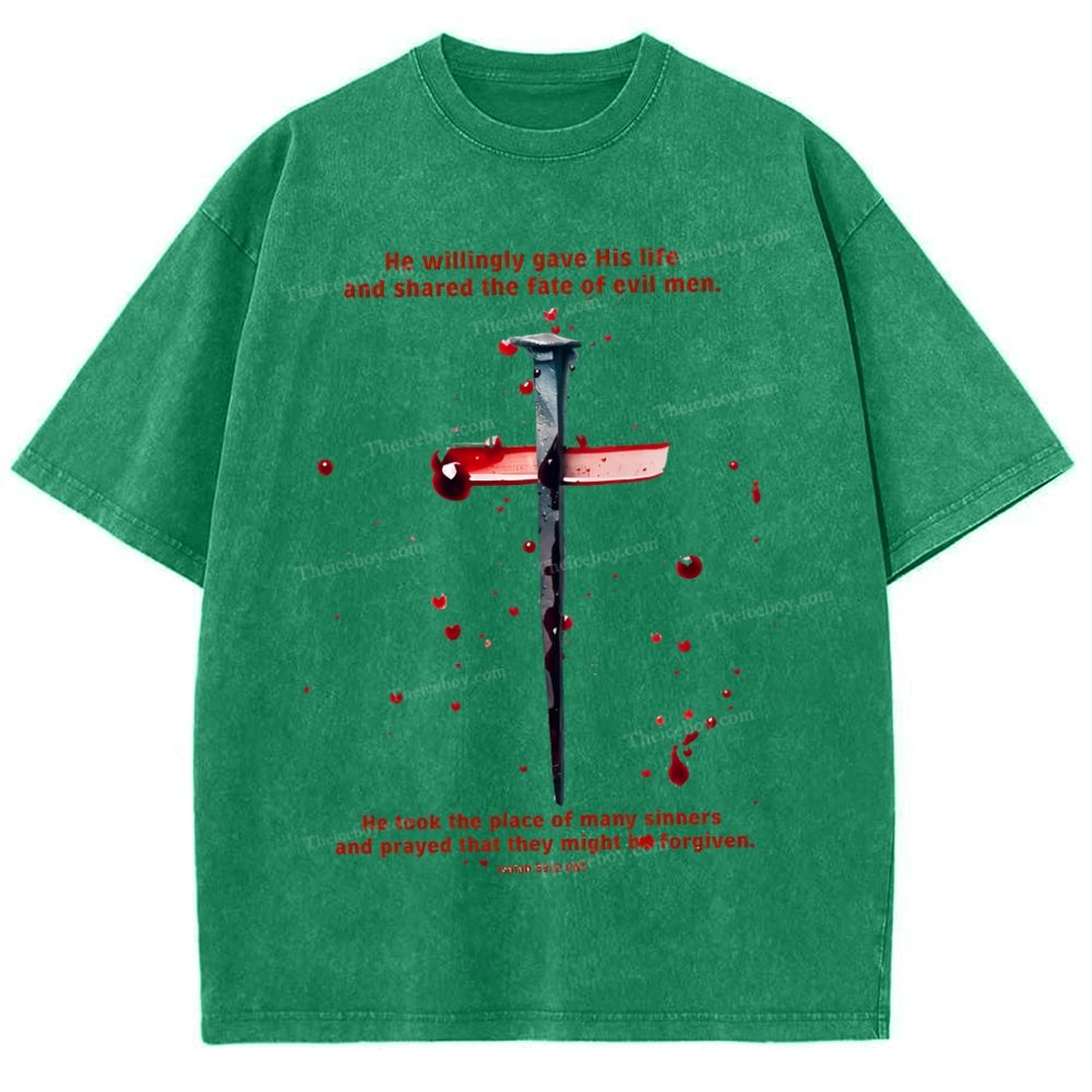 He Willingly Gave His Life Snowflake Vintage Washed T-Shirt