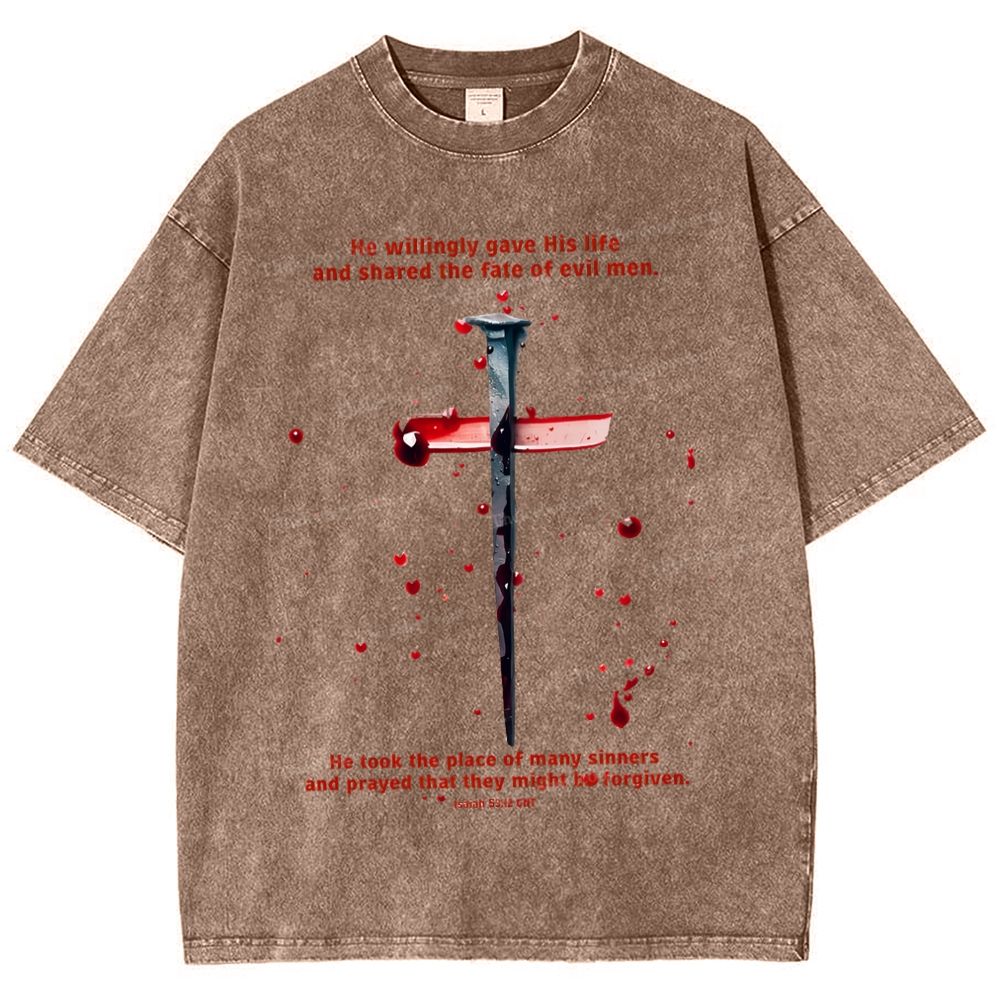 He Willingly Gave His Life Snowflake Vintage Washed T-Shirt