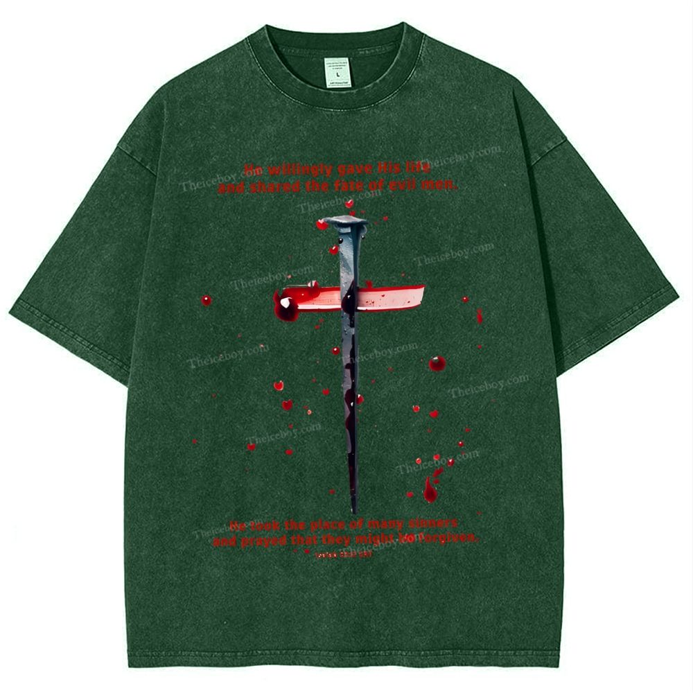 He Willingly Gave His Life Snowflake Vintage Washed T-Shirt