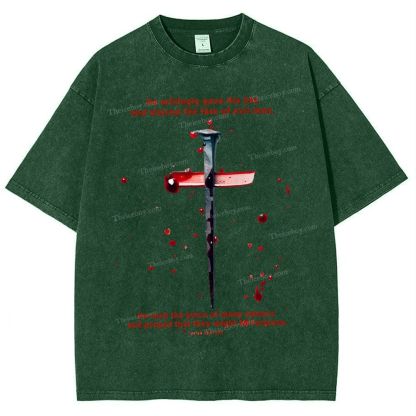 He Willingly Gave His Life Snowflake Vintage Washed T-Shirt