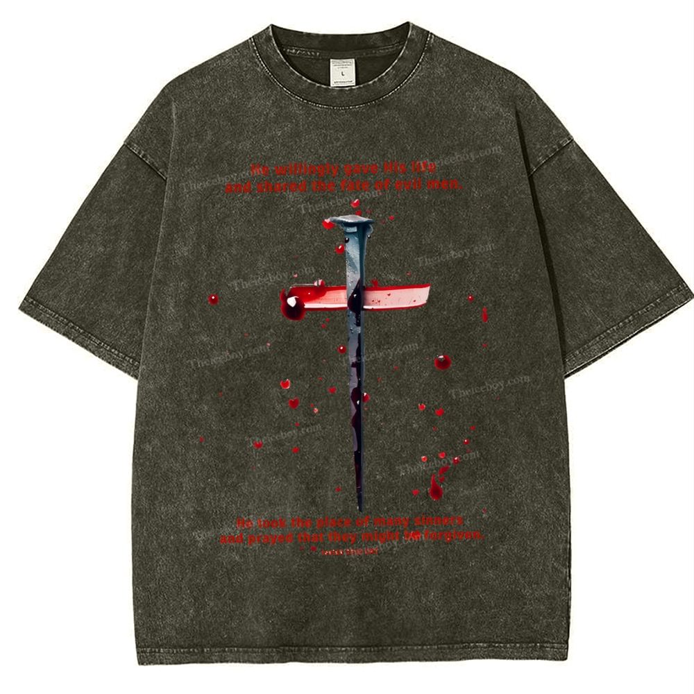 He Willingly Gave His Life Snowflake Vintage Washed T-Shirt