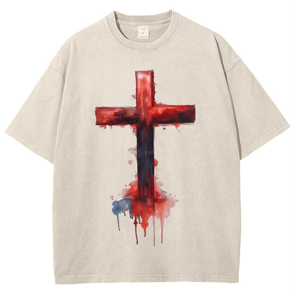 Jesus Cross Snowflake Vintage Washed T-Shirt