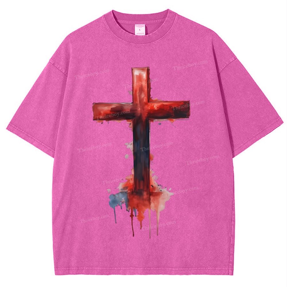 Jesus Cross Snowflake Vintage Washed T-Shirt