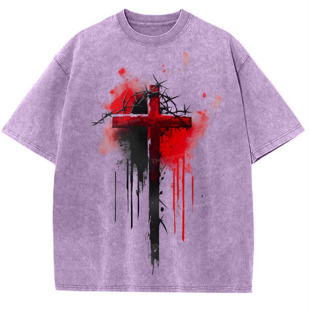Jesus Cross Snowflake Vintage Washed T-Shirt