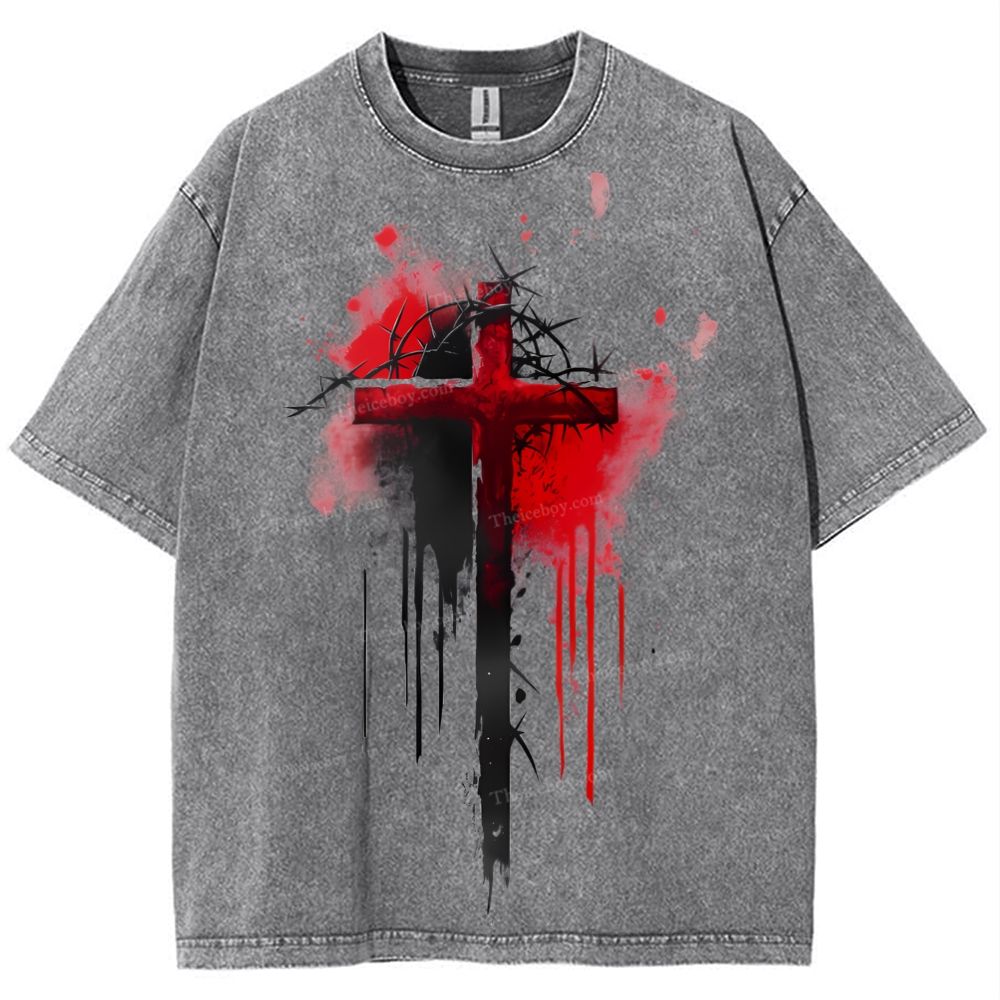 Jesus Cross Snowflake Vintage Washed T-Shirt
