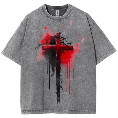 Jesus Cross Snowflake Vintage Washed T-Shirt
