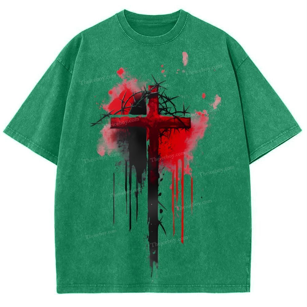 Jesus Cross Snowflake Vintage Washed T-Shirt