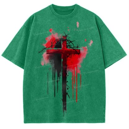 Jesus Cross Snowflake Vintage Washed T-Shirt