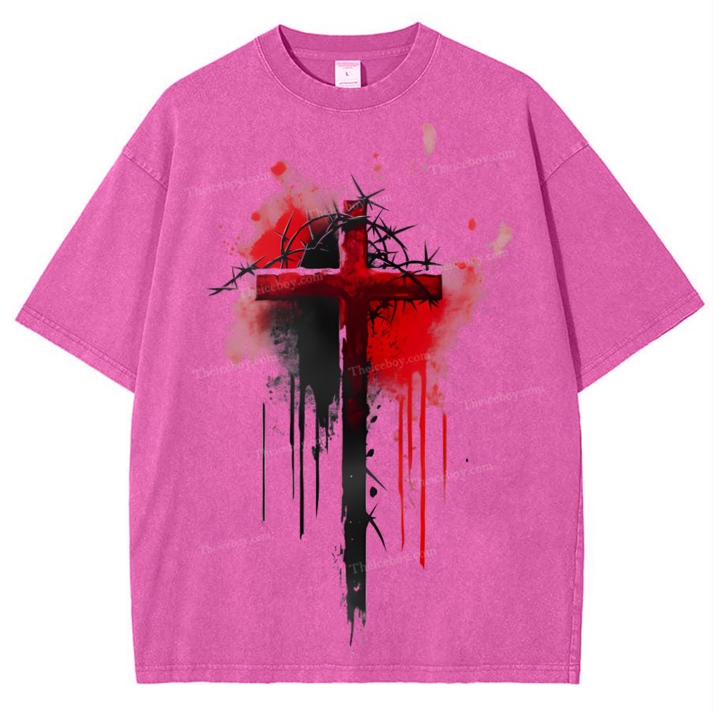 Jesus Cross Snowflake Vintage Washed T-Shirt