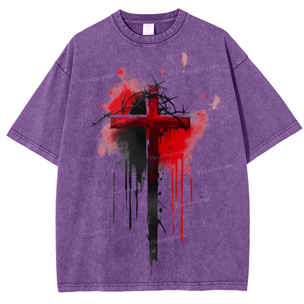 Jesus Cross Snowflake Vintage Washed T-Shirt