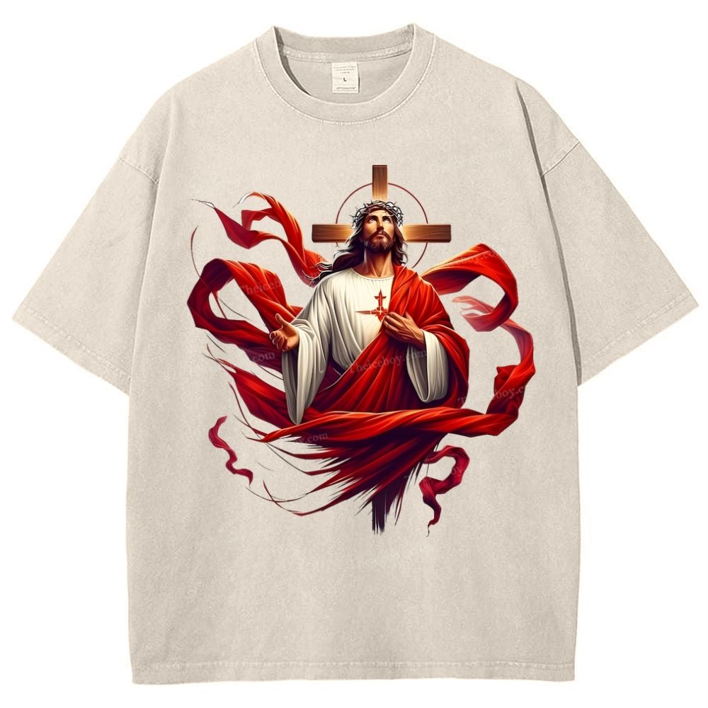 Cross Jesus Snowflake Vintage Washed T-Shirt